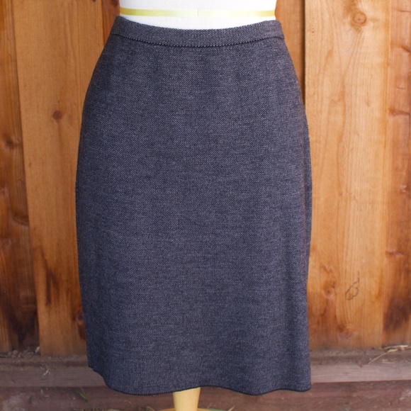 Eileen Fisher 100% Merino Wool Knitted Grey Pencil Mini Skirt Size L - Picture 1 of 13